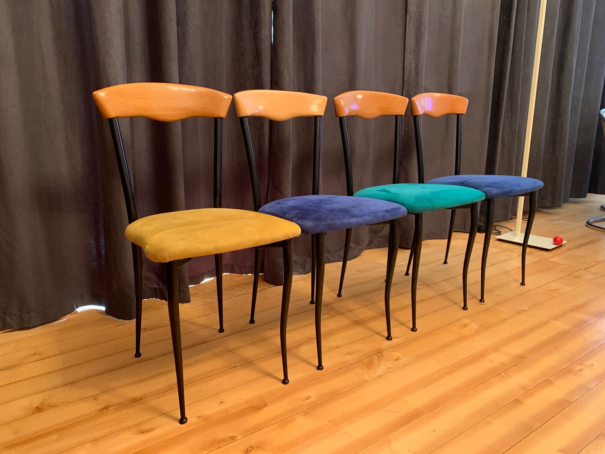 A set of four chairs, Alcantara, Italy, 1980s