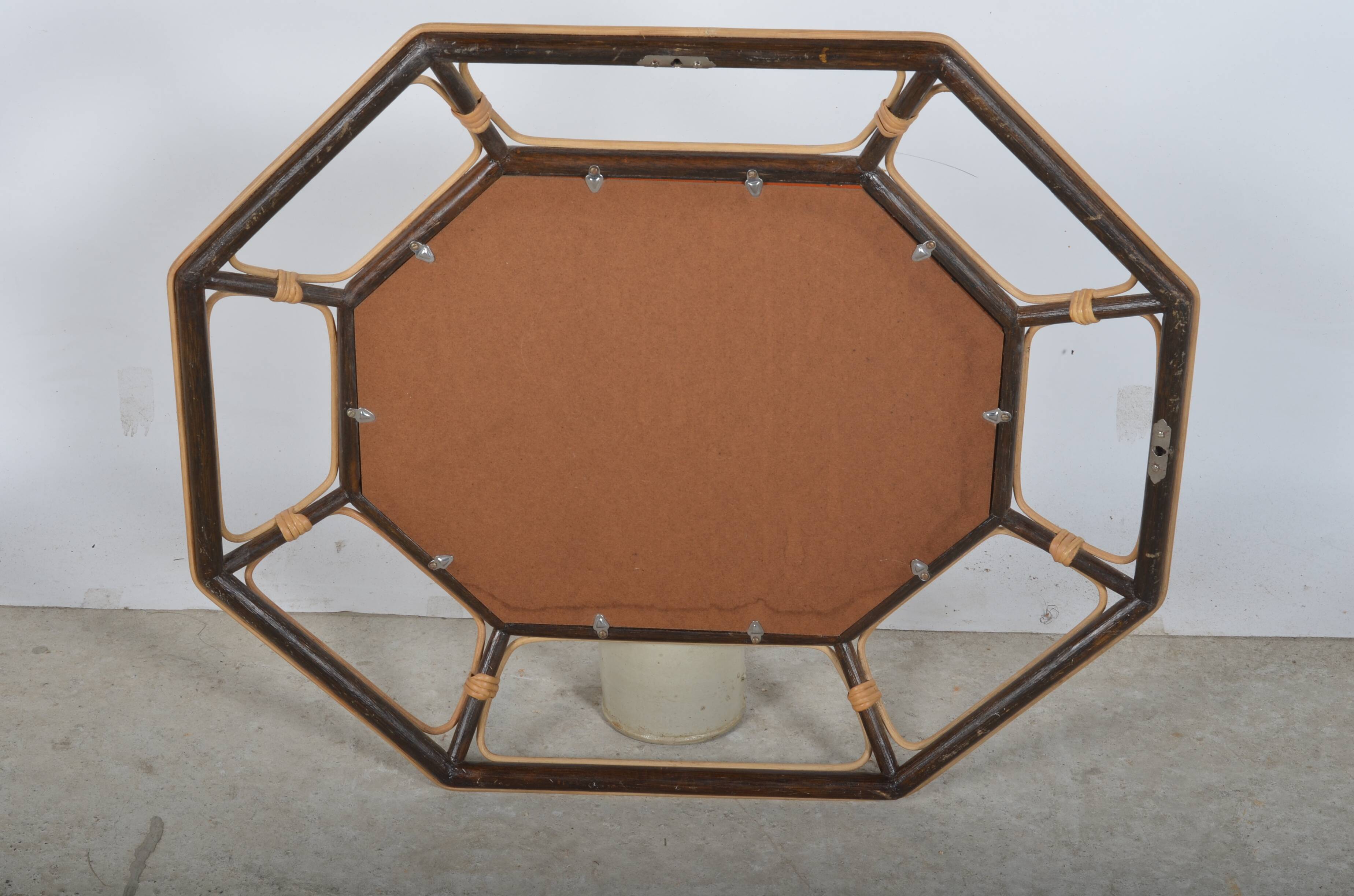 octagonal rattan mirror