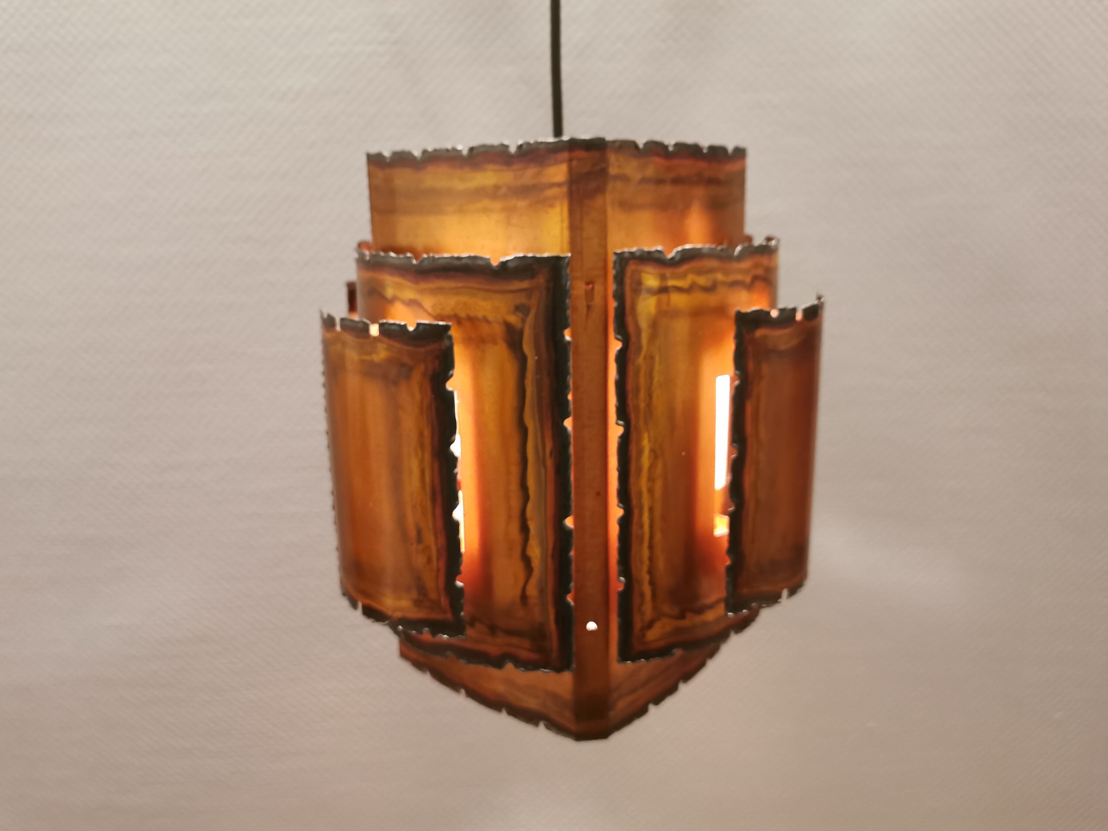 Brutalist hanging lamp, denmark 1960s