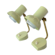 Pair of vintage 50s bedside table lamps, white yellow, laitonon, opaline