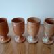 Set of 4 beige stoneware mazagran cups made in France vintage