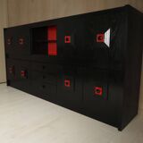 Brutalist Belgian buffet in black and red from the 1960s.