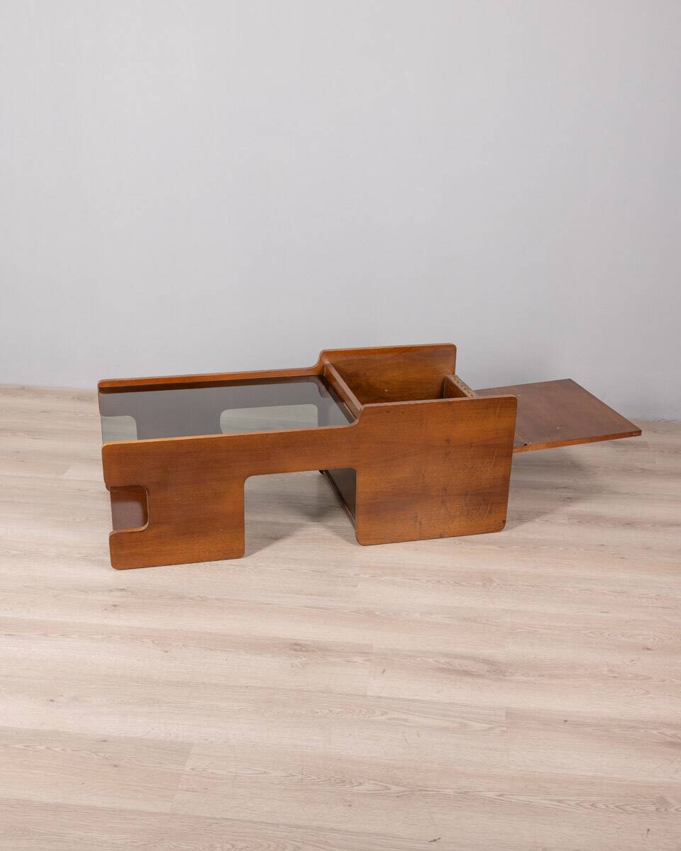 Vintage 70s wooden living room bar table Italian design