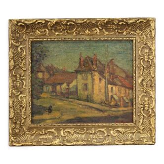 Landscape signed painting from 1950s