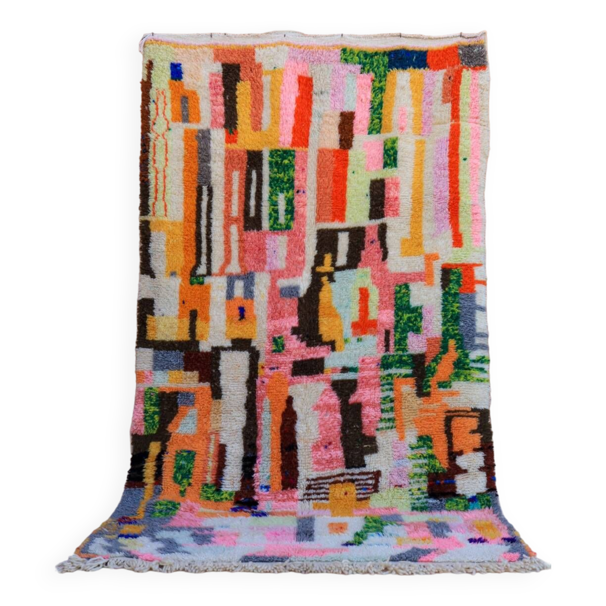 Modern multicolor boujad berber moroccan rug