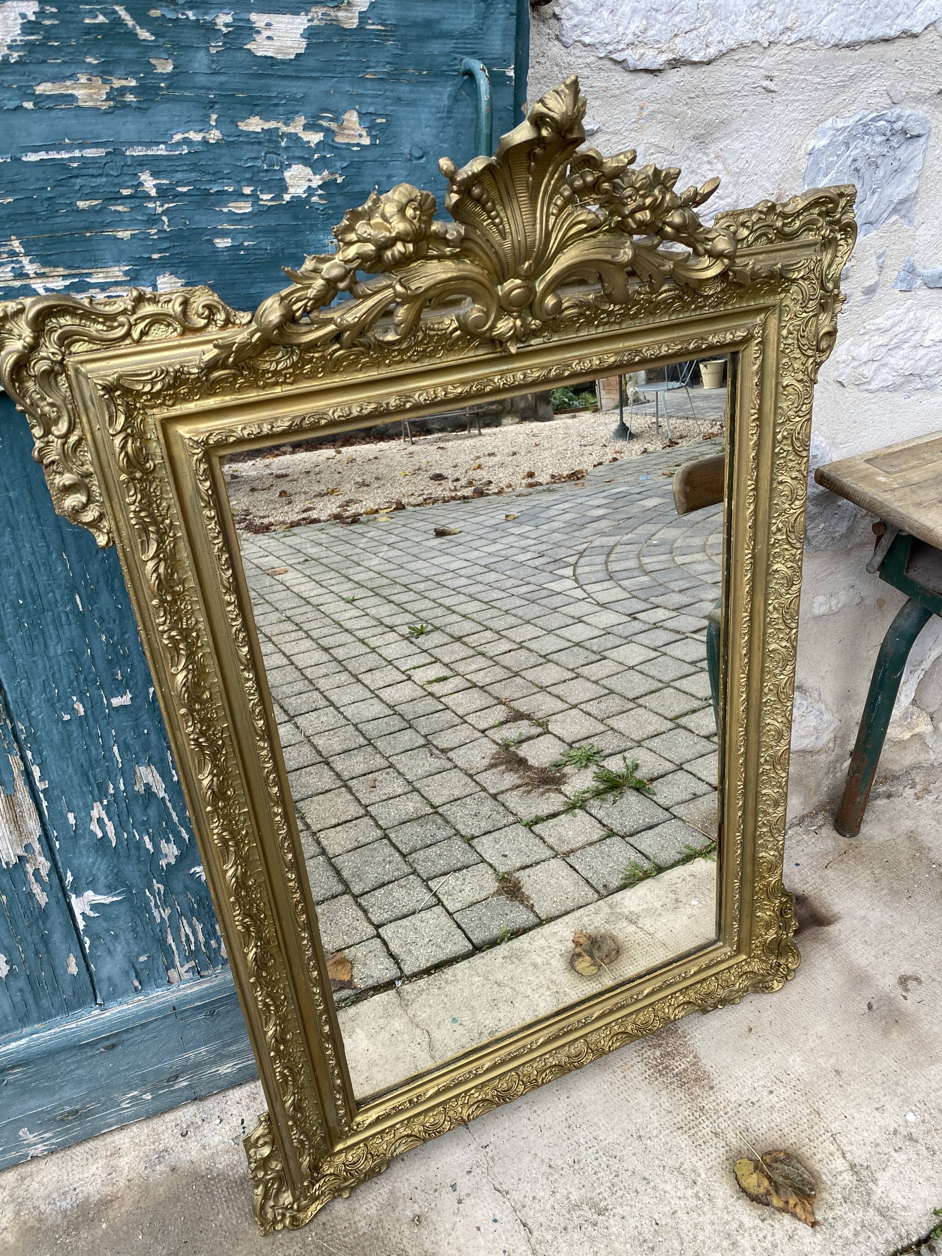 Old gilded mirror Napoleon III style