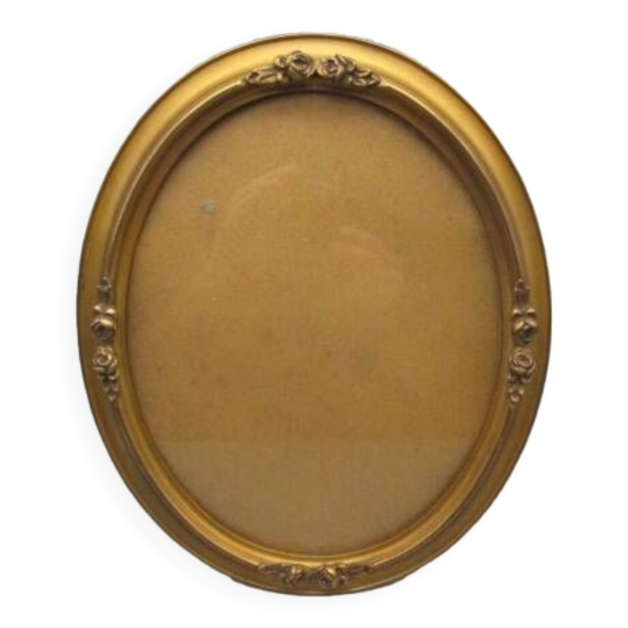 Old oval frame in wood and gilded stucco