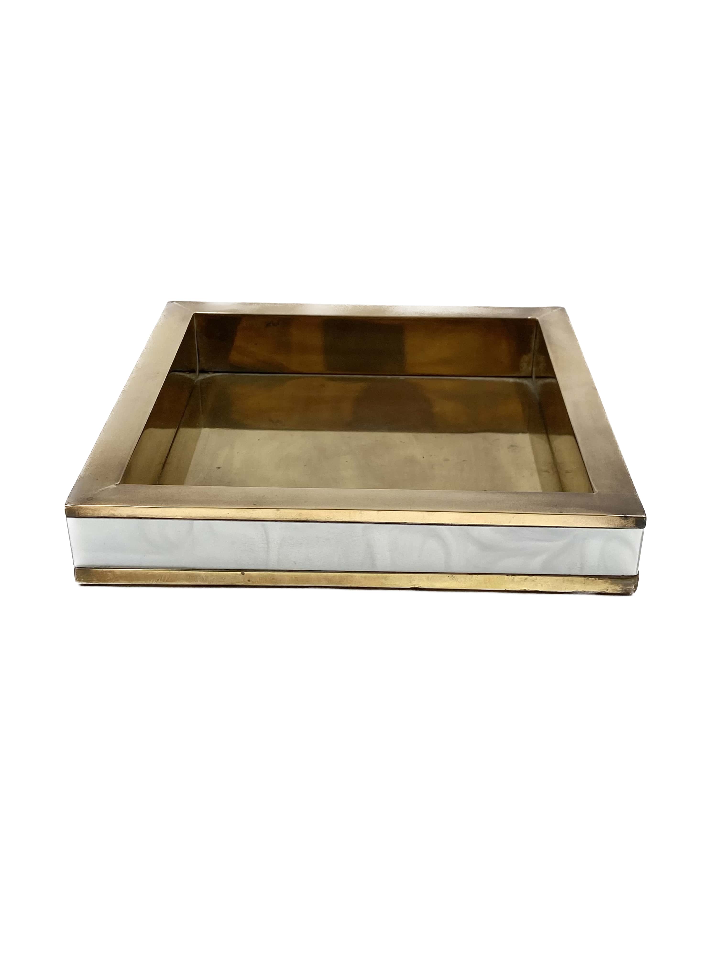 Hollywood regency brass ashtray / vide poche, Italy 1970s