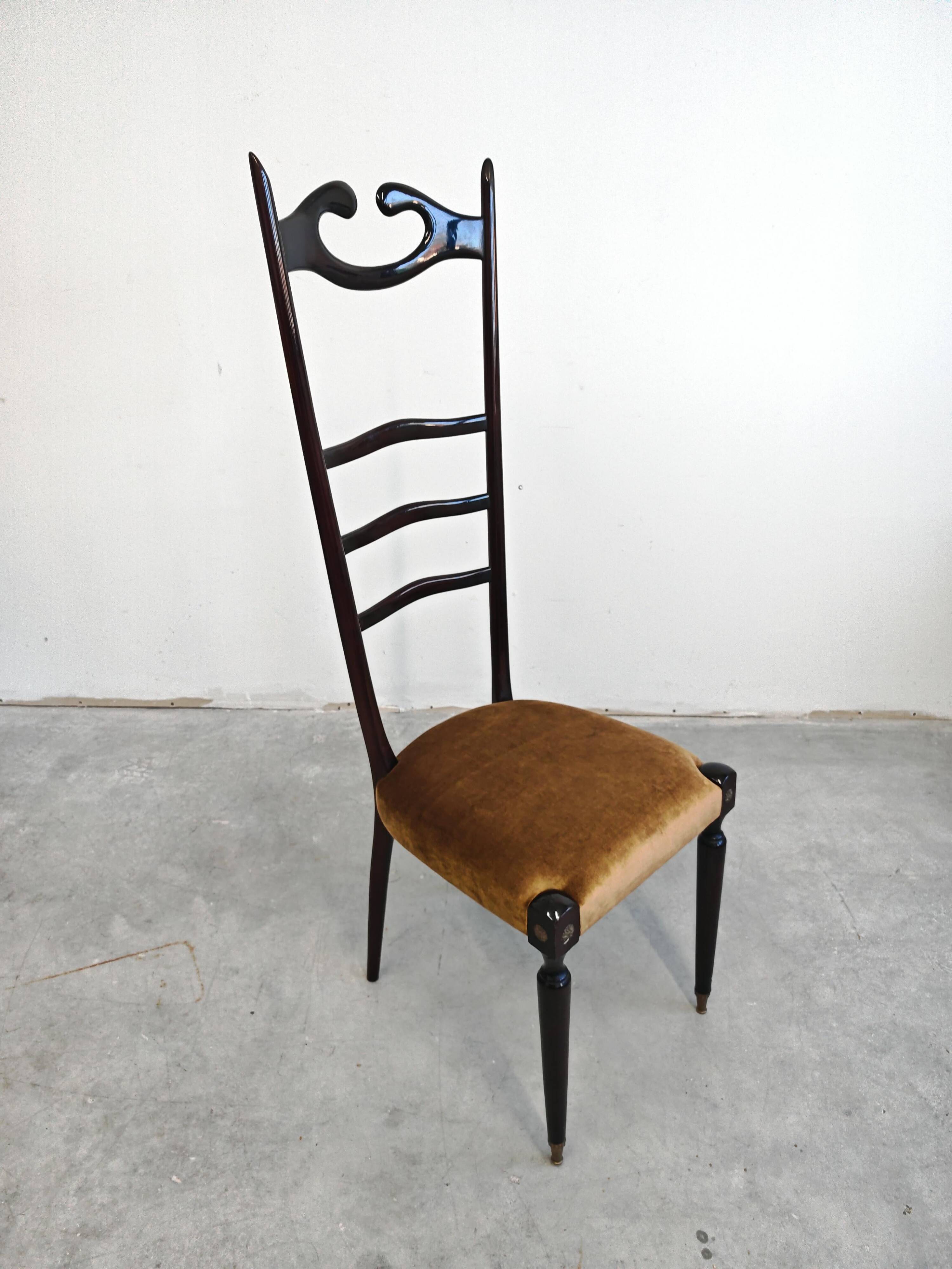Chiavari chairs with high backs Mid Century Modern Paolo Buffa 1950s