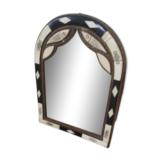 Miroir marocain en marbre et cuivre