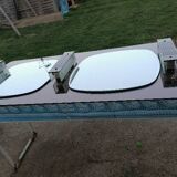 Large double mirrors 3 sconces brown smoked glass fontana arte style 1960 70