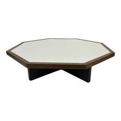 Table basse vintage design octogone années 1970 octogone wengé