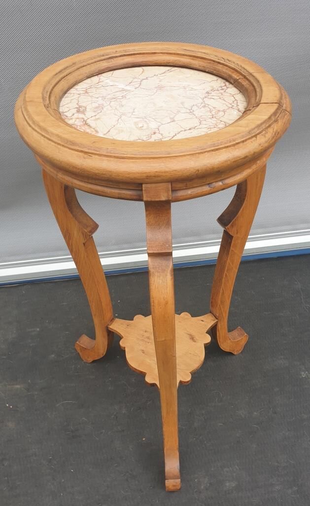 Sellette Art Nouveau Poirier and pink marble