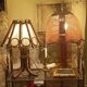 Vintage rattan and chrome metal lamp – 1970s/1980s