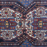 Antique persian afshar carpet handwoven blue wool area rug-