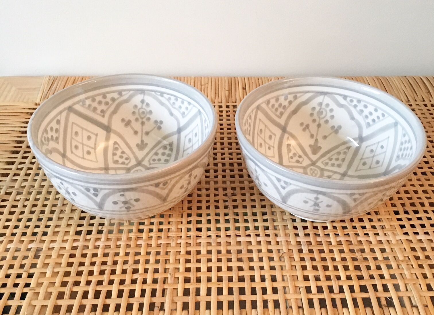 Lot of 2 grey bowls 15cm Moroccan ceramic