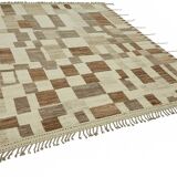 Handmade Turkish One of a Kind 228 cm x 312 cm Beige Wool Carpet