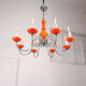 Lustre vintage orange Murano glass 8 bras