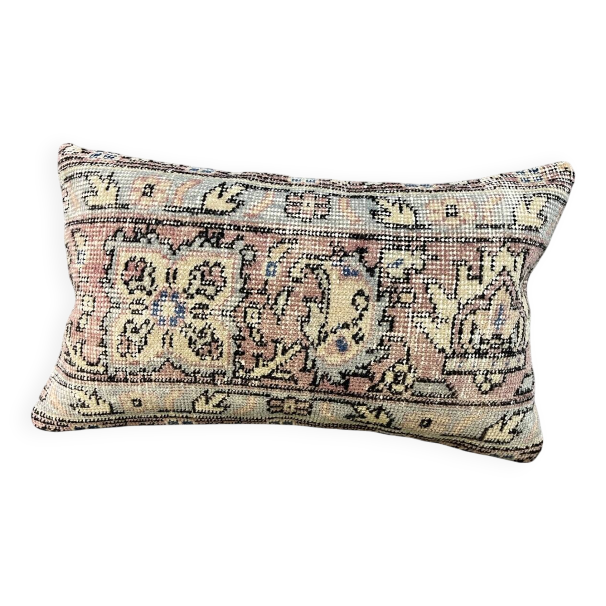 Coussin en tapis antique tissé à la main