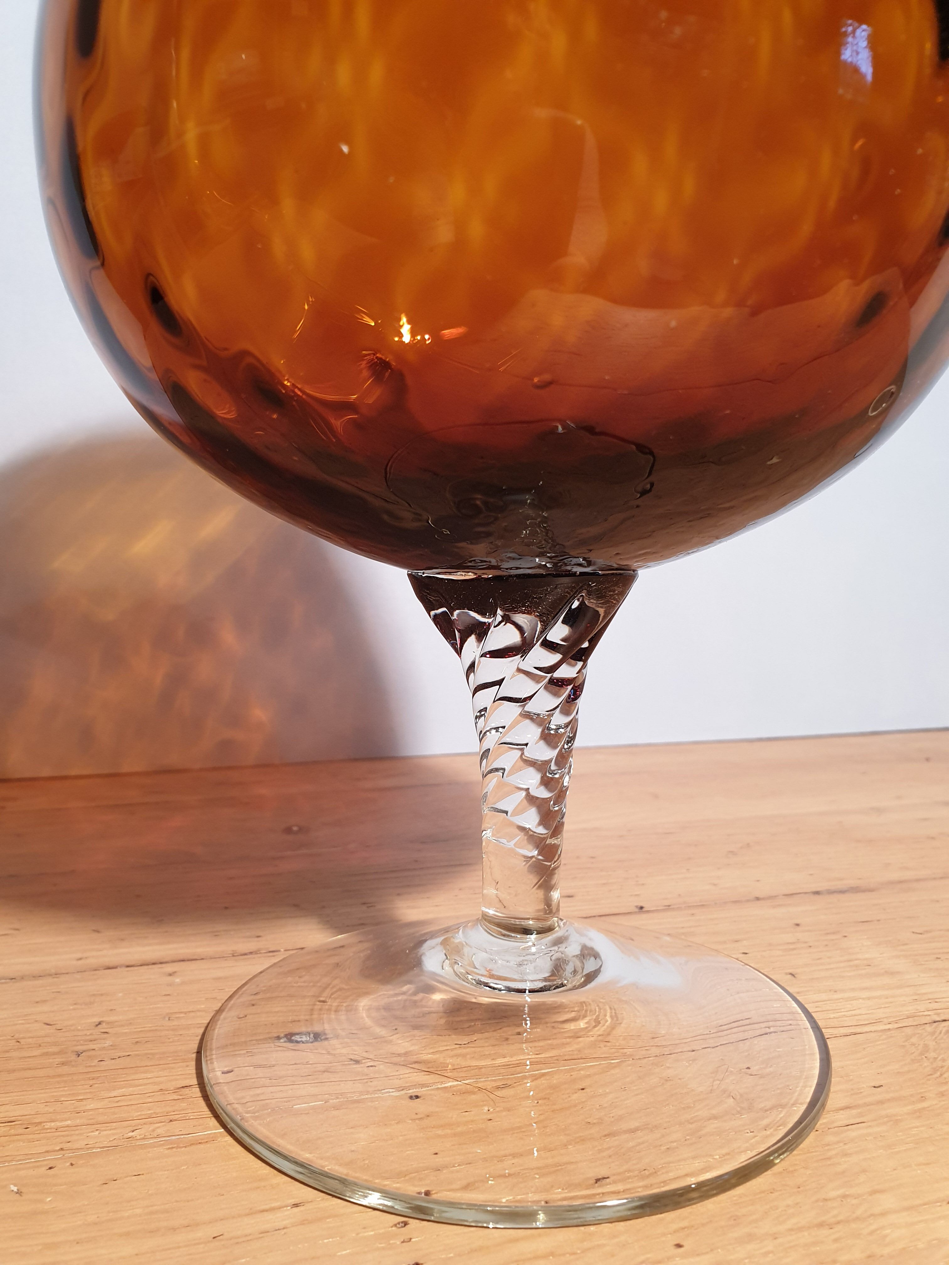 Amber glass ball cut. Italian. Empoli.  1950s