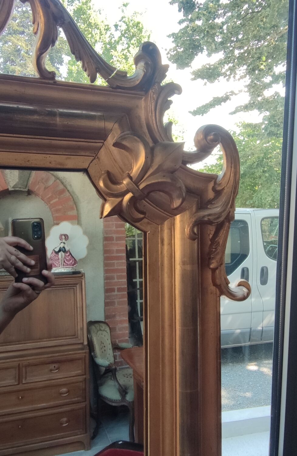 Old large gilded mirror