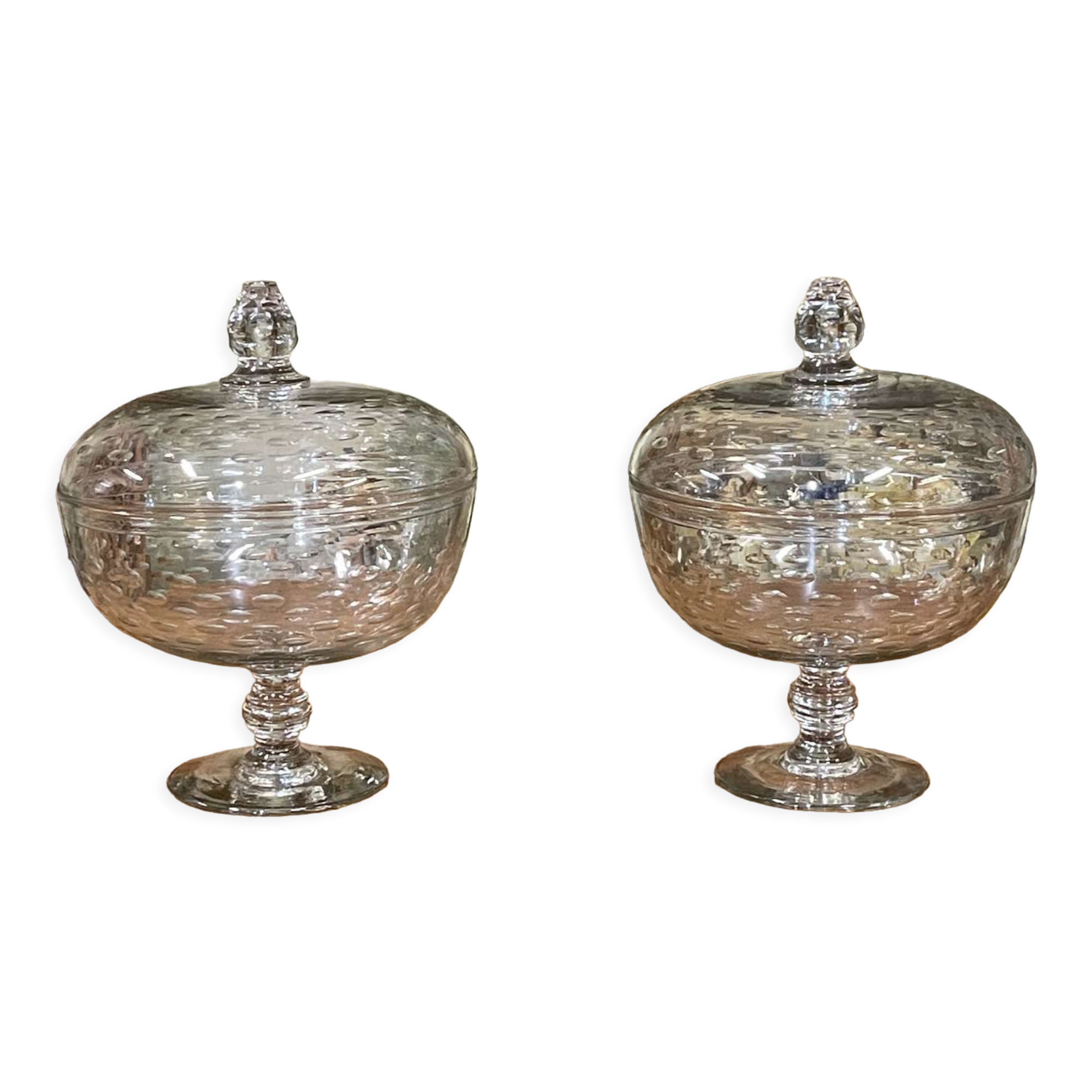 Pair of large blown glass drapes of the nineteenth century