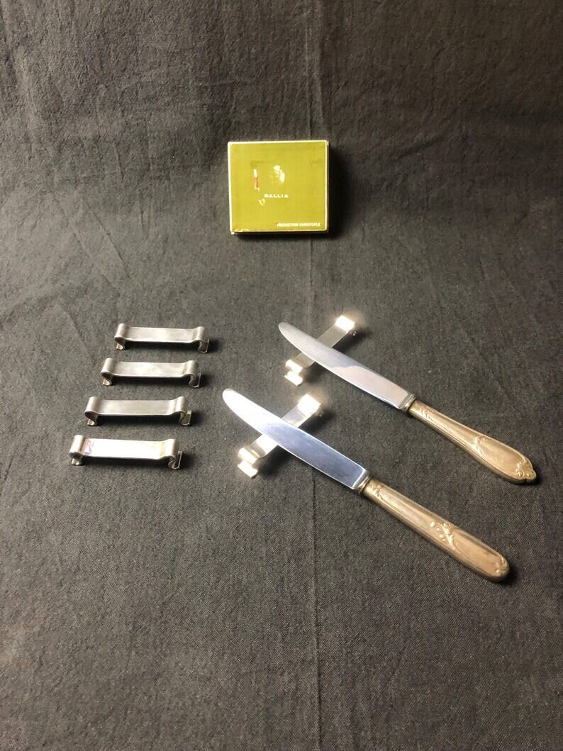 Vintage Christofle Silver Metal Knife Rests - Gallia Arabesque - Set of 6