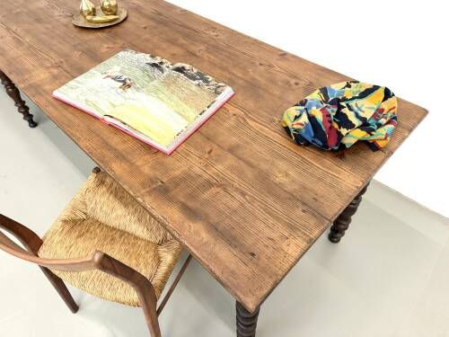 Farm table of 4 metres in solid pine, around 1900.