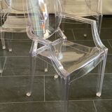Set of six vintage transparent polycarbonate chairs