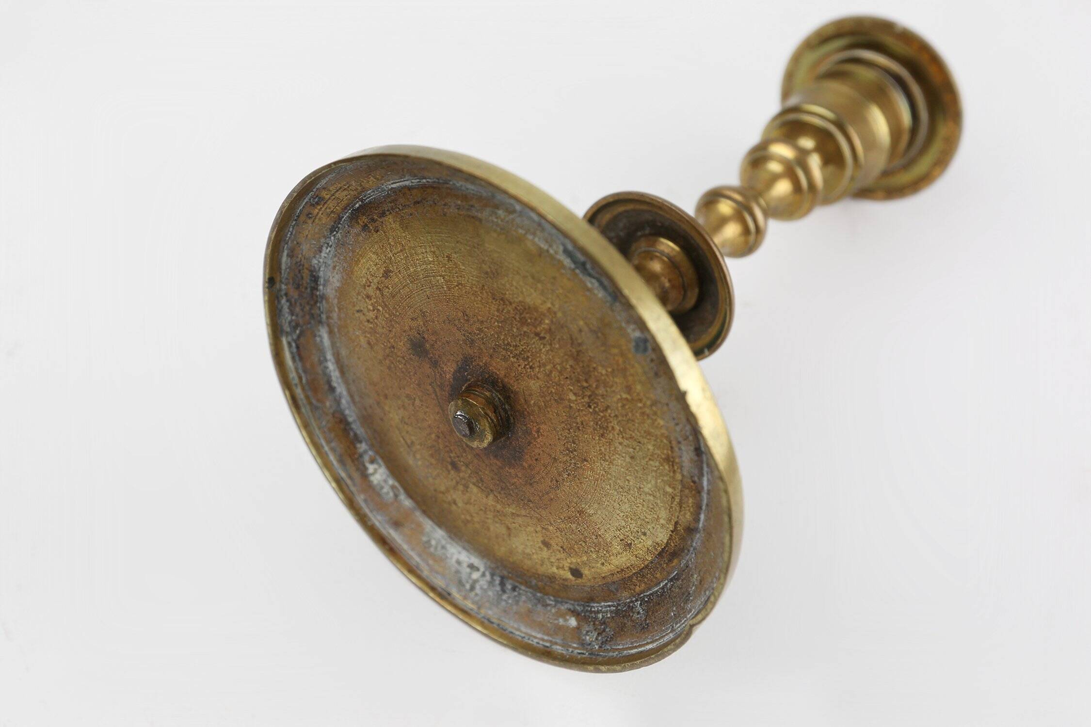Antique Flemish Copper Disc Candlestick, 15th Century