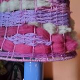 Digoin sandstone lamp from the 70s wool lampshade