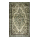 Vintage Oushak rug with green and beige medallion, 345 x 205 cm.