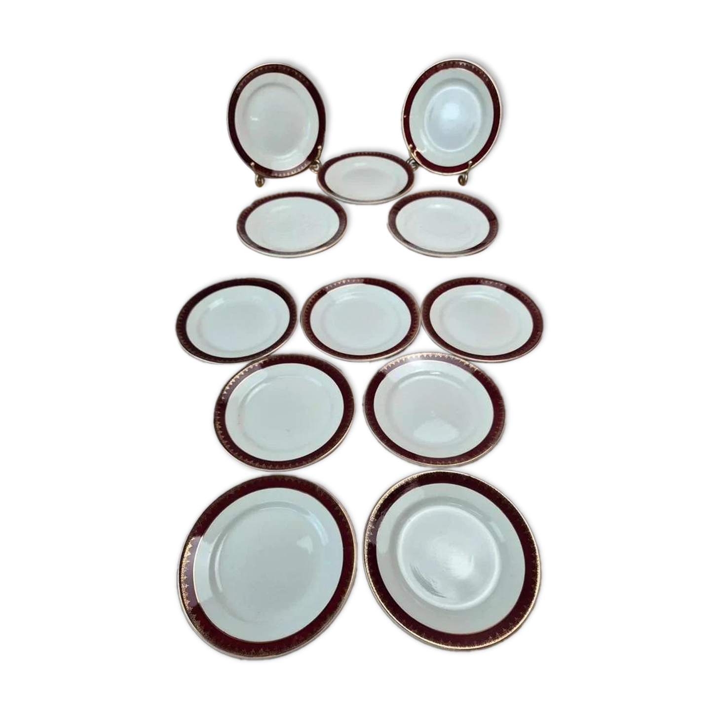 Lot de 12 assiettes à dessert Digoin Sarreguemines « rubis »