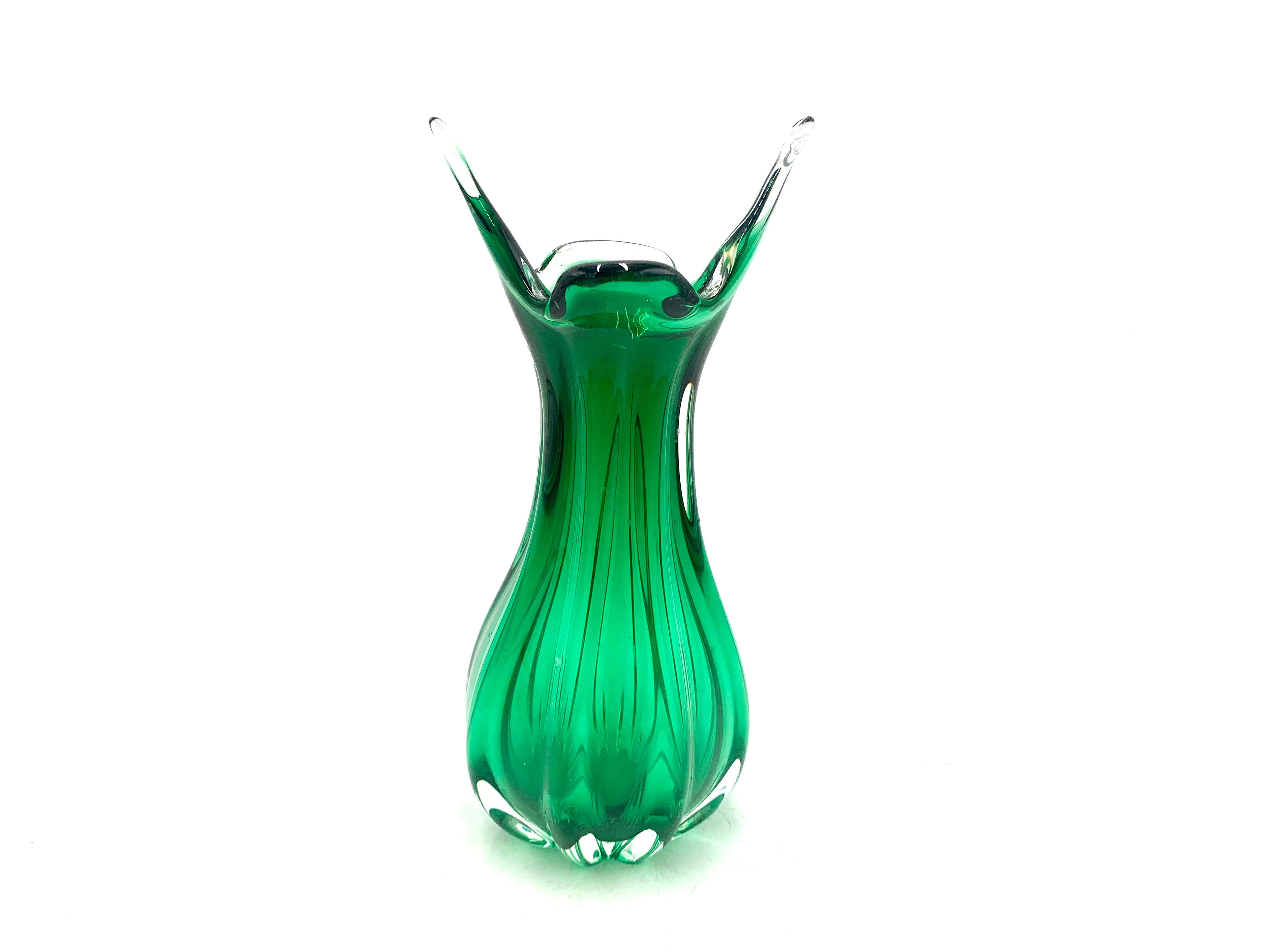 Egermann green vase, Czech Republic, 1970s