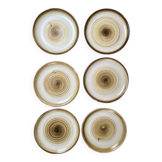 6 Longchamp plates with spiral pattern