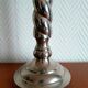 Pair of twisted metal silver-plated column lamps