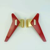 1950s streamline DOOR HANDLES push handles red bakelite and aluminum