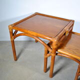 Rattan trundle table 1980