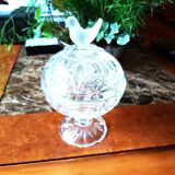 Cut crystal candy or sugar bowl on a stand
