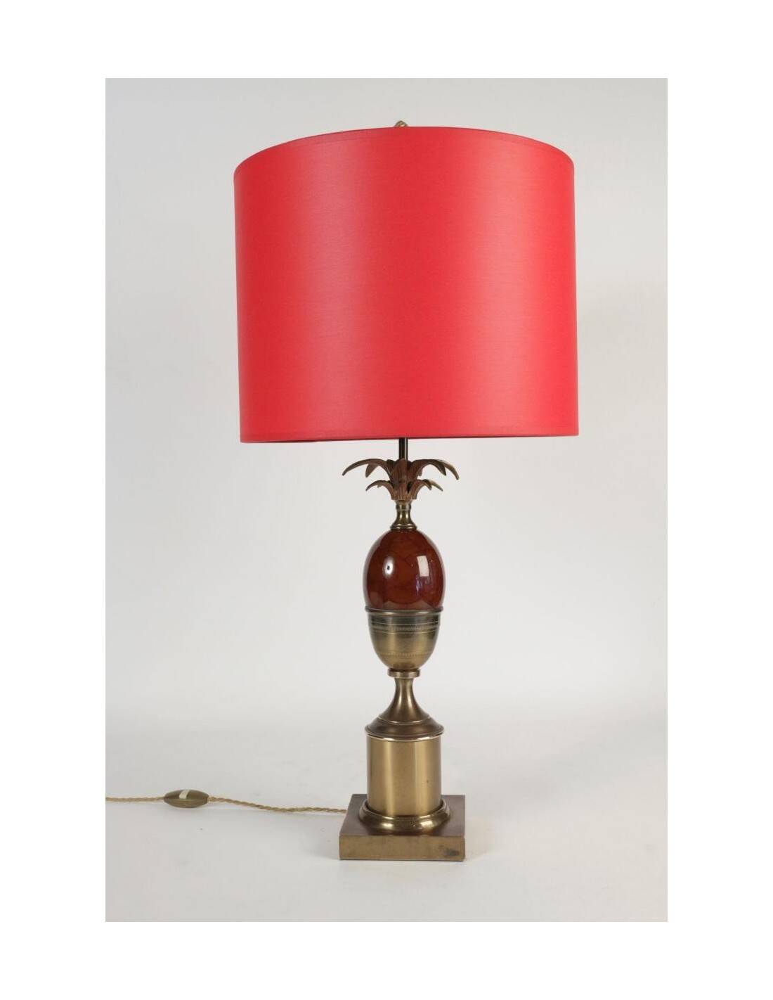 1960s table lamp in brass and red resin