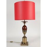 1960s table lamp in brass and red resin