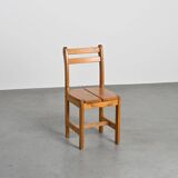 Set of 4 solid pine chairs, France circa 1970