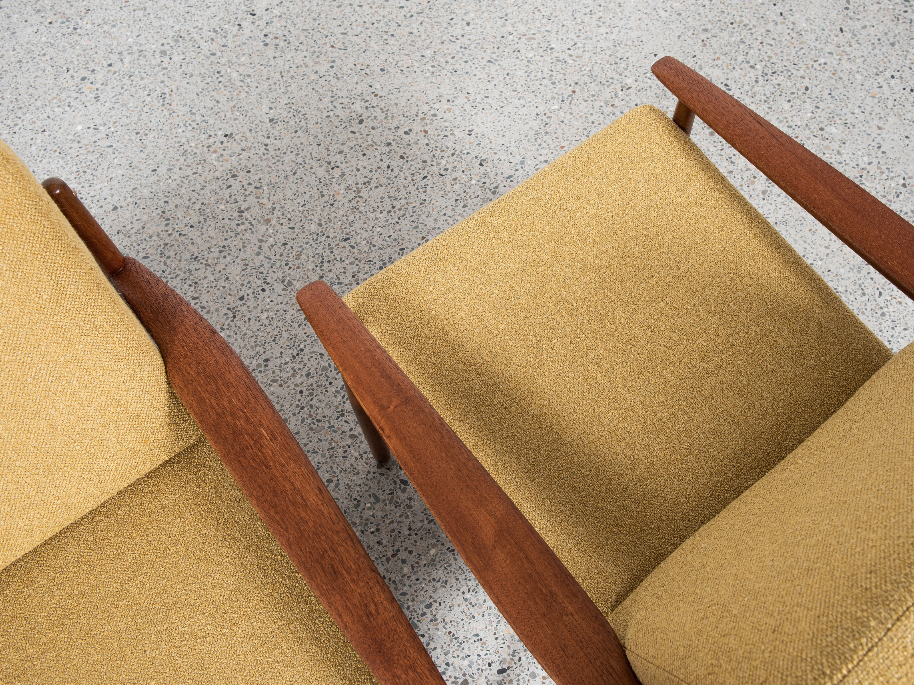 Midcentury Danish pair of easy chairs in teak by Arne Vodder for Glostrup