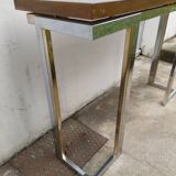 Console in chromed metal and golden brass from the 70s
