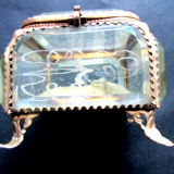 Art nouveau jewelry box, 5 beveled crystal walls and brass