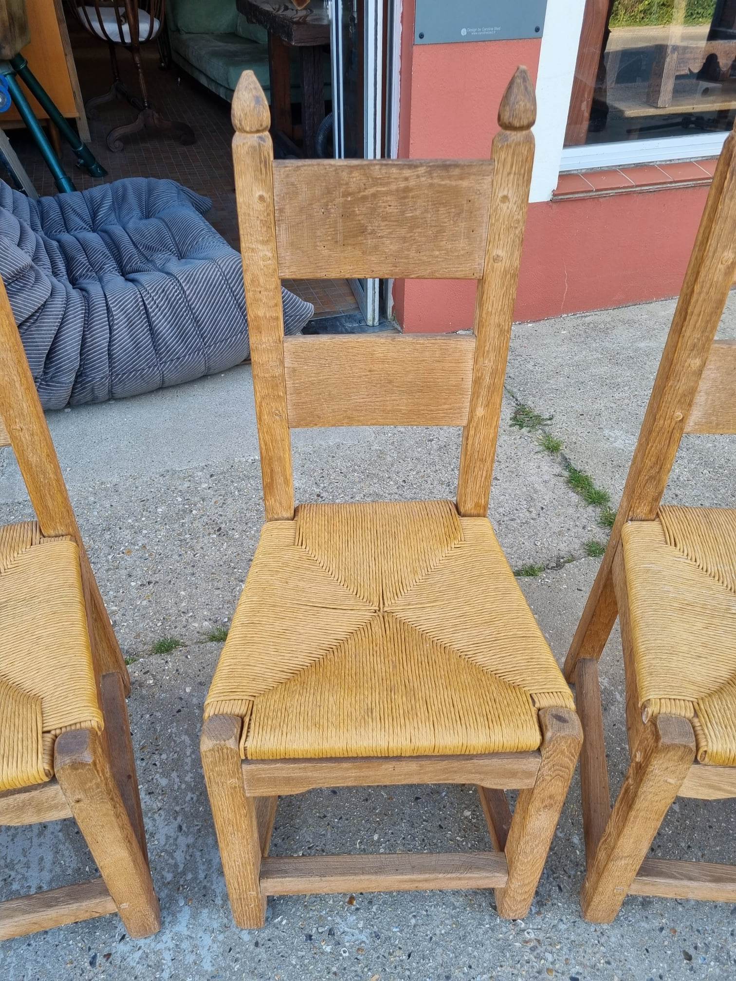 suite of 6 brutalist chairs