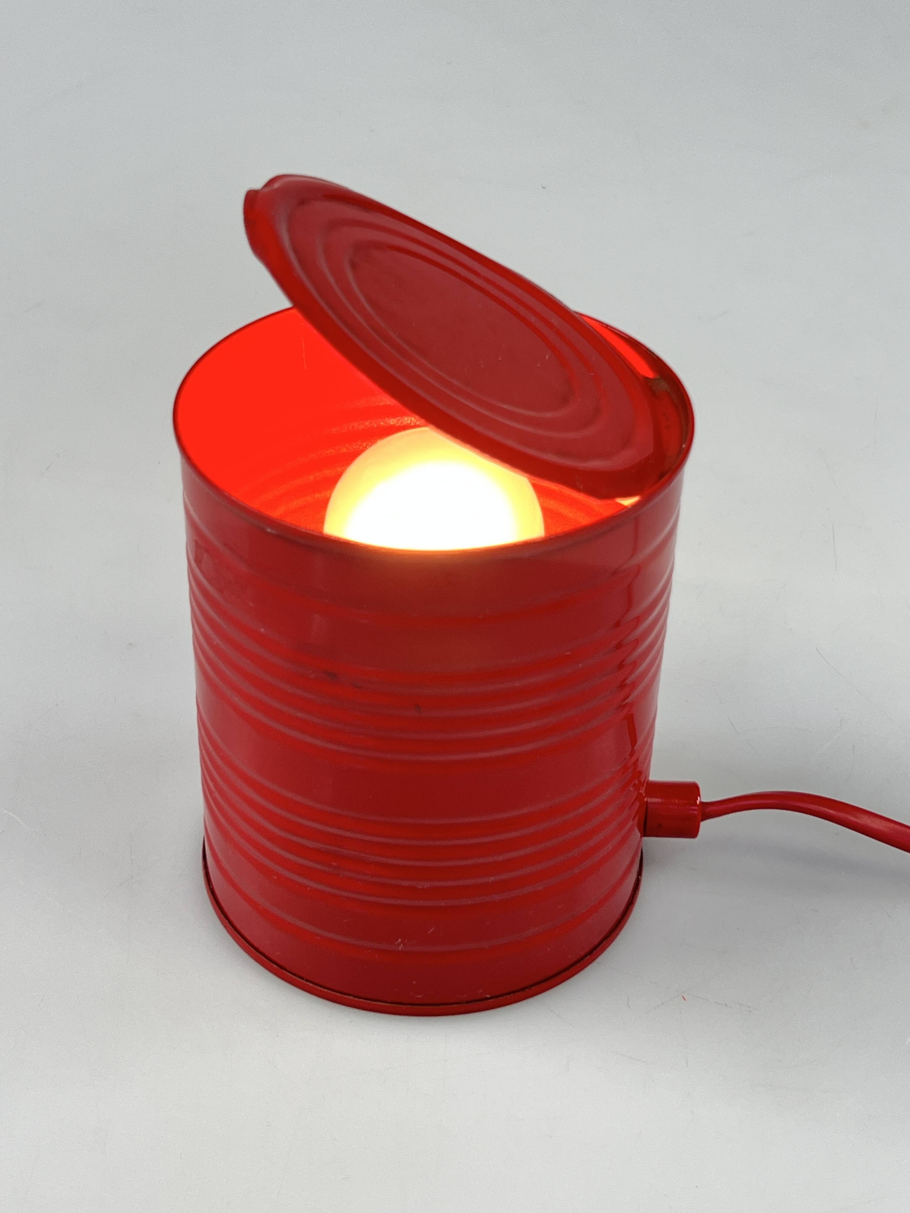 Vintage Red Tin Can Lamp, Ad Van Berlo, Vrieland Design, 1980s