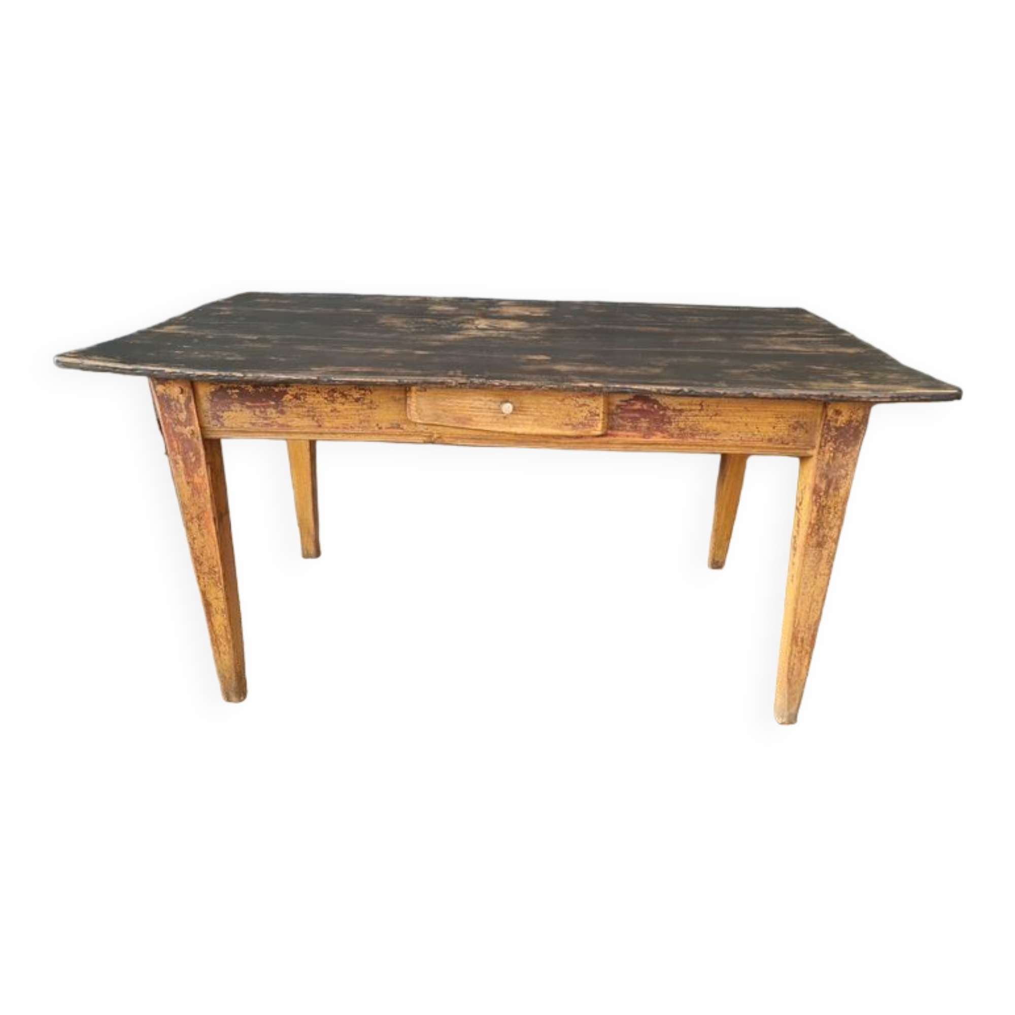 Wooden farmhouse table top black patina