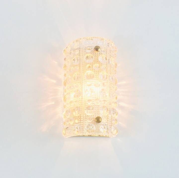 Pair Mid Century Scandinavian Glass & Brass Wall Lamps - C.Fagerlund, 1960s