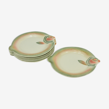 Lot de 6 assiettes à poisson Digoin